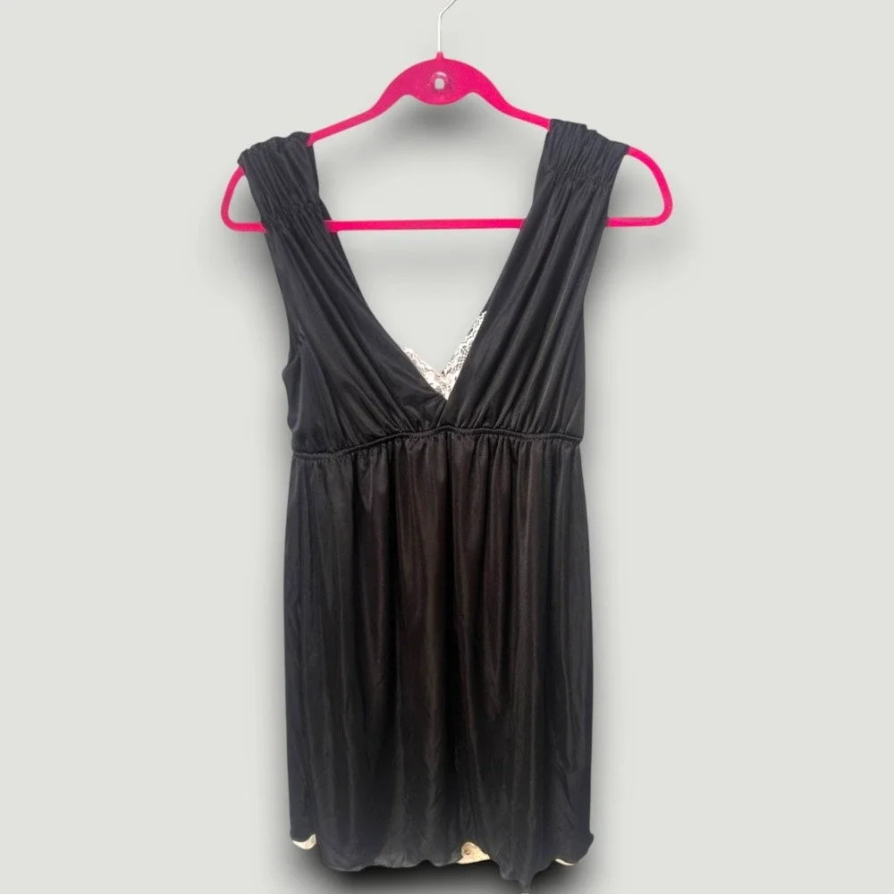 Lux‎ Womens Babydoll Chemise Lingerie L Black Lace Dark Romance Whimsigoth